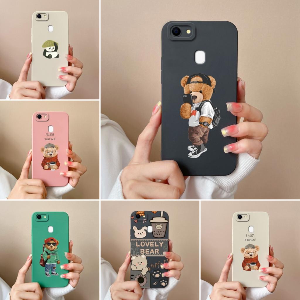 For Oppo F5 F11 F17 F9 F21 F7 F19 F15 Pro Phone Cases Fashion Little Bear Liquid Silicone High Definition Anti Fall Protective Covers For Oppo Housing