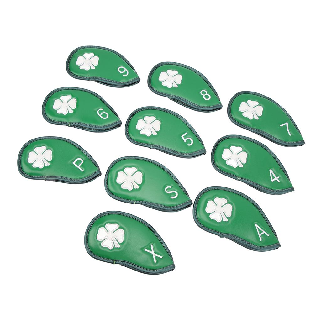 10 PCS Head Covers Four Leaf Pattern PU Waterproof Delicate Iron Covers Set for Most s