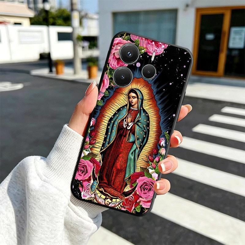 Virgen Mary Virgin De Guadalupe Soft Phone Case for Xiaomi Redmi Note 12 13 14 15 Pro Plus 11 12S 11S 11T 10 4G Black Cover Back