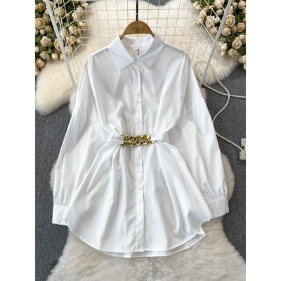 Dámská nadměrná velikost jarní vintage volná košile s ležérním designem na šněrování