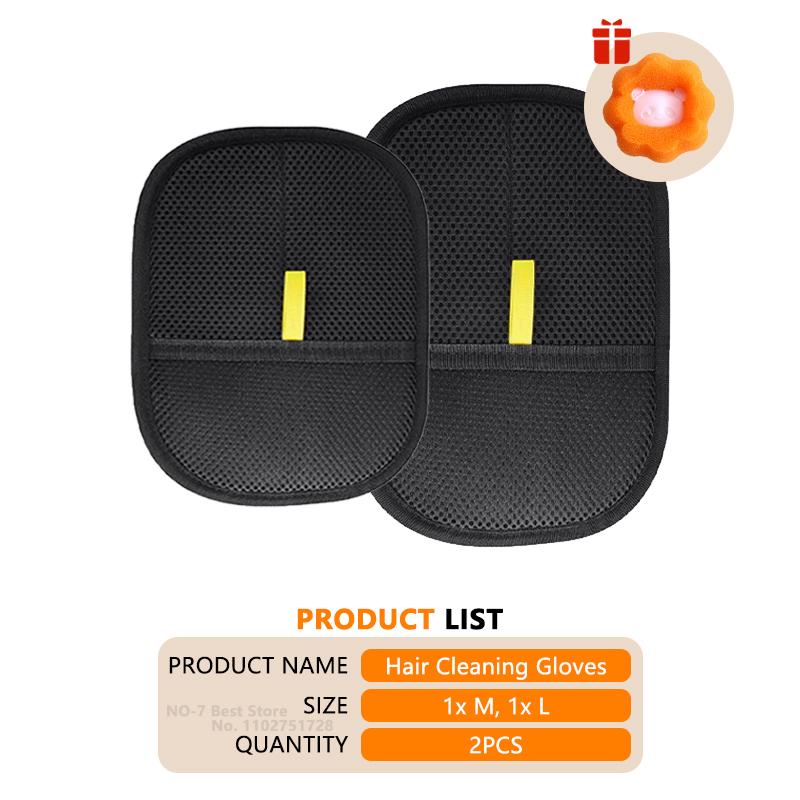 Reusable Double-Sided Pet Hair Removal Glove Anti-Static Grooming Tool for Cats Dogs Soft Brush Mitt for Furniture Carpet Cloth
