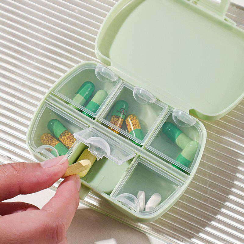 Eco-friendly Portable 6-Grid Pill Box - Dustproof, Mini, with Custom Logo Option