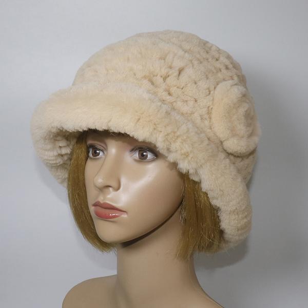Winter Women Outdoor Knitted Real Rex Rabbit Fur Hat Natural Warm Fur Bucket Hats Girls Fashion Fluffy Real Rex Rabbit Fur Caps
