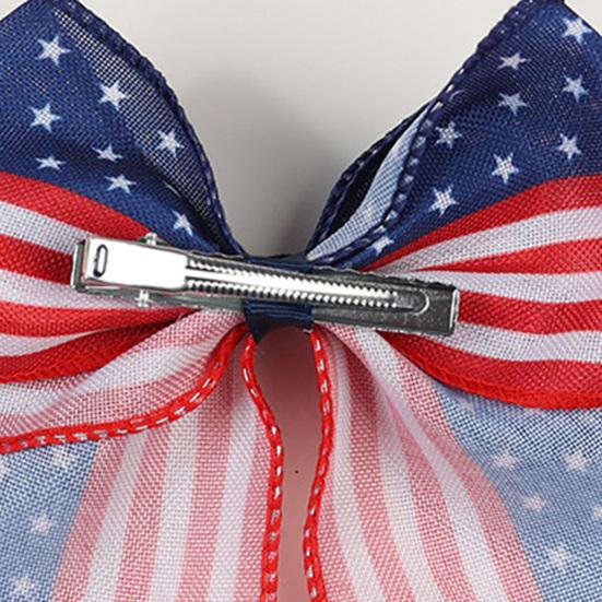 Patriotic Double-Layer Bow Hair Clip American Flag Patriotic Bows Independence Day Holiday Hair Accessory