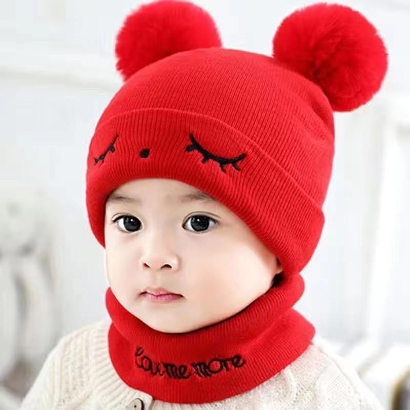 Soft Baby Winter Hat and Scarf Combo Cute Knitted Beanie for Infants Boys Girls Warm Fleece Lined Crochet Cap for Cold Weather