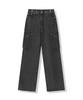 AVANDRESS Buckle Wide Cargo Denim Pants Black