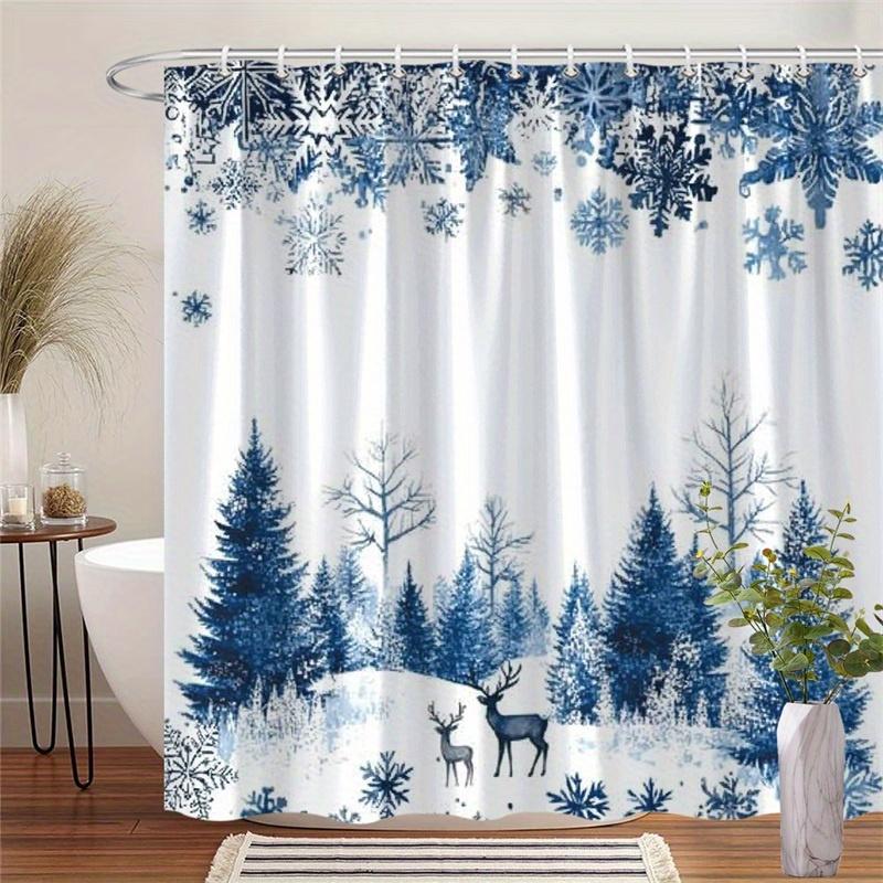 

1Pc Winter Forest Shower Curtain, Polyester Fabric, Machine Washable, With Hook, Suitable For Bathroom Decoration W60H190(CM)-1 Pcs