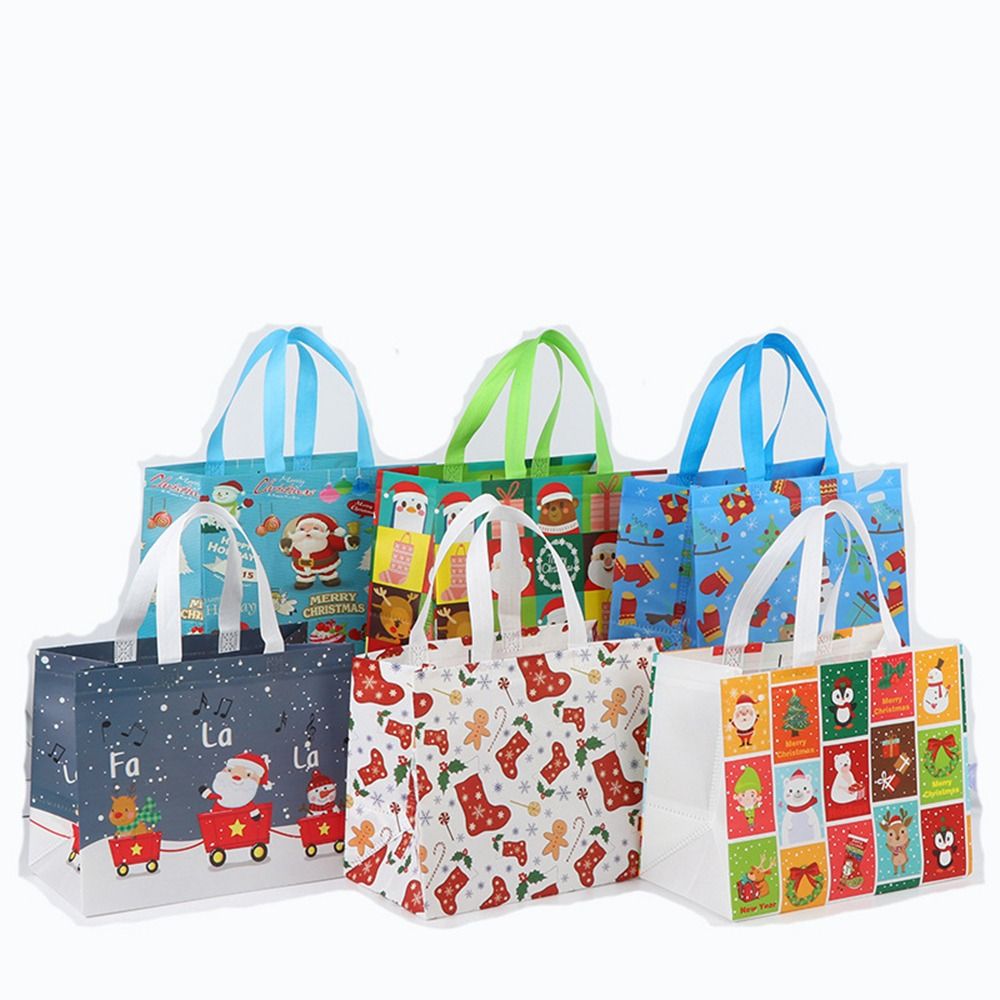 

4 шт., подарочная сумка из нетканого материала, упаковочная коробка Санта-Клауса, праздничная рождественская сумка, вечеринка