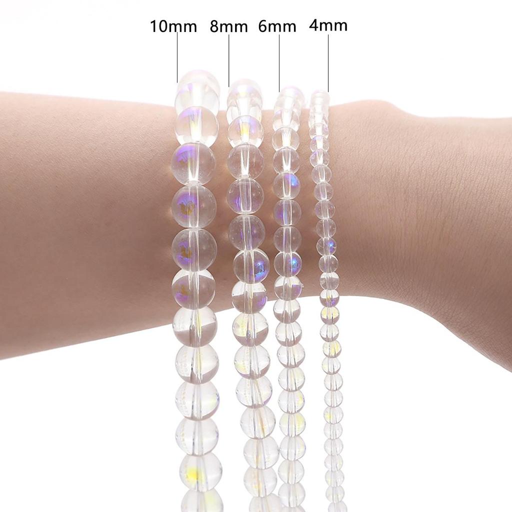 4/6/8/10 mm glänsande genomskinliga glaspärlor Frosting glas lösa pärlor för smycken dekoration göra DIY hårstick armband halsband örhänge