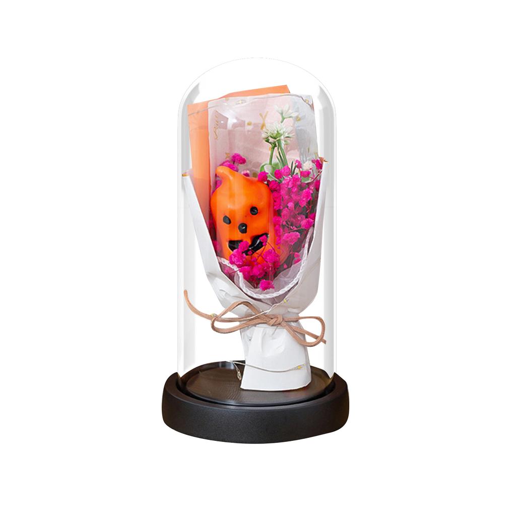 Halloween Glass Cover, Pumpkin Bouquet With Light, Festive Atmosphere Night Light Desktop Ornaments