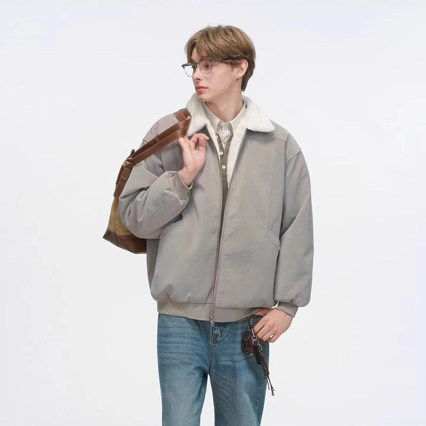 

American Retro Tie-Dye Eagle Lambswool Cotton Jacket - Men s Winter Warmth & Style. M сірий колір