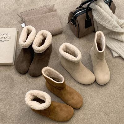 Two Warm Snow Boots, New Inner Height Increase In Autumn and Winter, Fluffy Birkenstock Cotton Shoes, Retro Velvet Short Boots