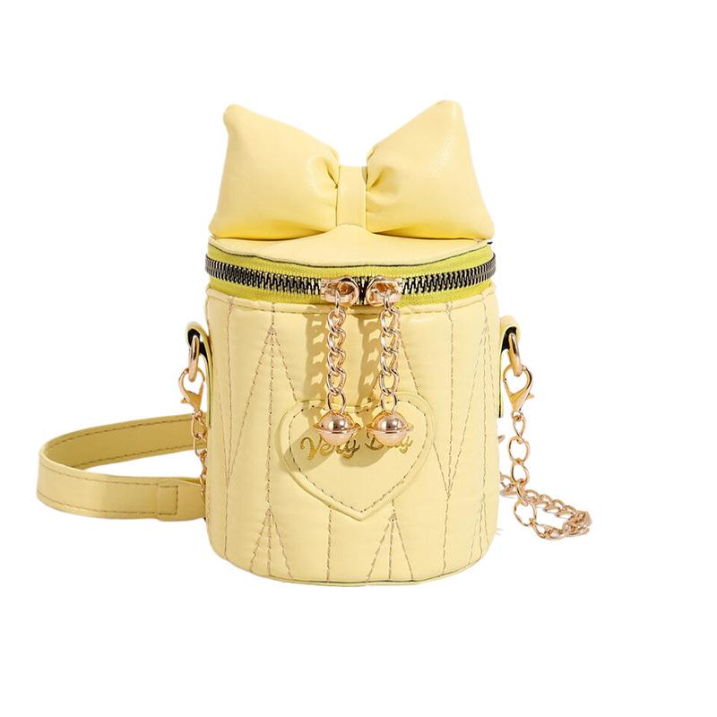 Cute Bowknot Quilted Bucket Bag 2026 New Fashion Chain Strap Crossbody Purse Korean Style Handbag for Women CLE