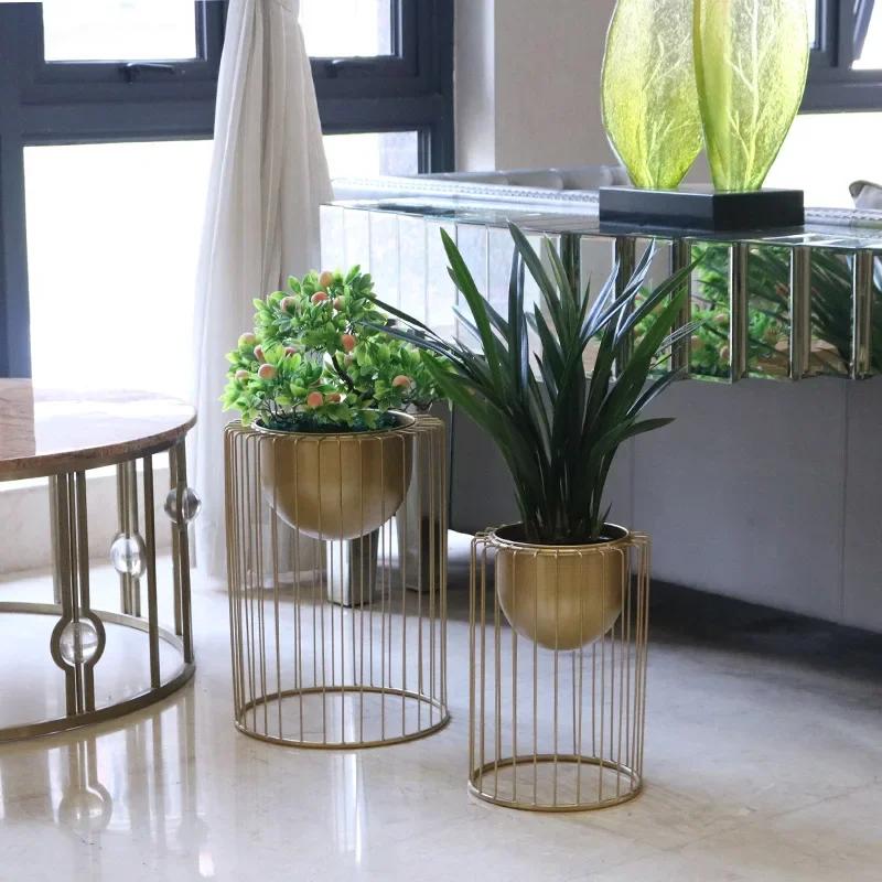 Outdoor European Stand Flower Wrought Iron Round Floor-standing Green Flower Pot Stand Living Room Storage Bedroom Flower Stand