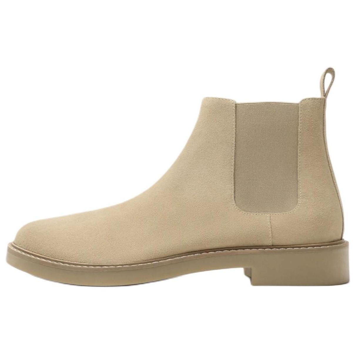 ZARA Suede Chelsea Ankle Boots Beige Womens 12018420107 45