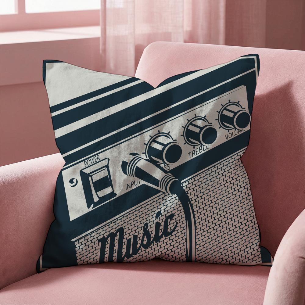 Retro Speaker Piano Rock Cushion Cover Multi-Scene Pillow Cover for Home & Car - Reversible, Soft & Durable for Daily Use