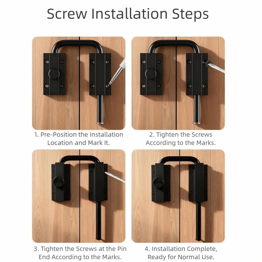 Durable Stainless Steel Door Latch Lock Non Perforated Thickened Gate Latch 90/180 Degree Safety Anti-theft Buckle Fences