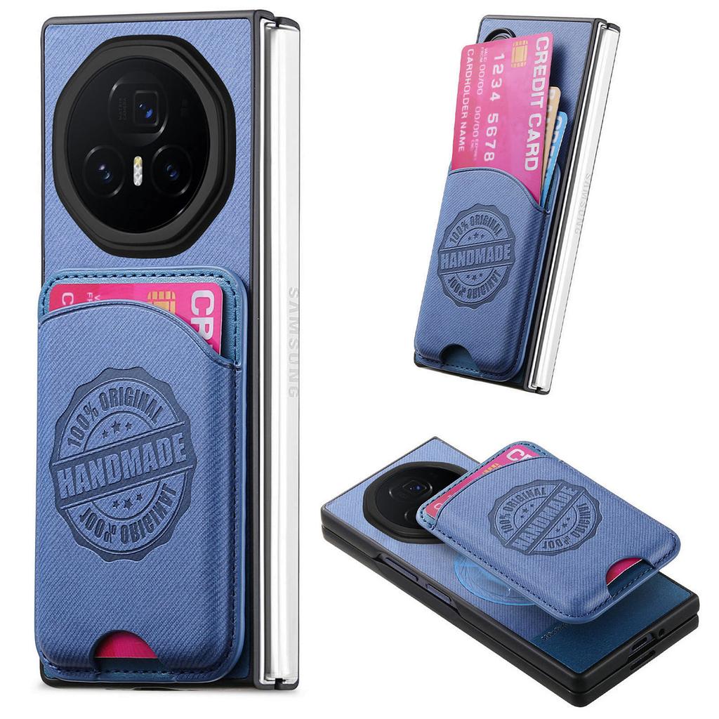 For Honor Magic V3 5G Case Compatible with MagSafe Denim Texture Leather Back Cover with Card Bag