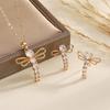 Elegantes Libellen Zirkonia Halsketten- & Ohrring-Set - Nischen-Design, Leichter Luxus Zweiteilig