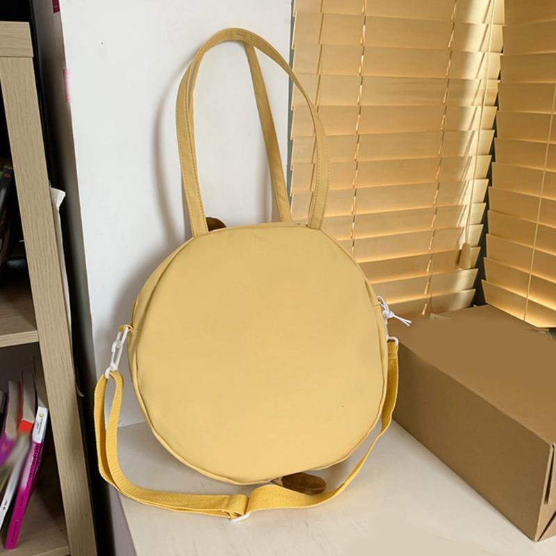 2025 New Leisure Fashion Embroidered Large Capacity Shoulder Bag Cute Cartoon Cat Commuter Canvas Small Round Bag