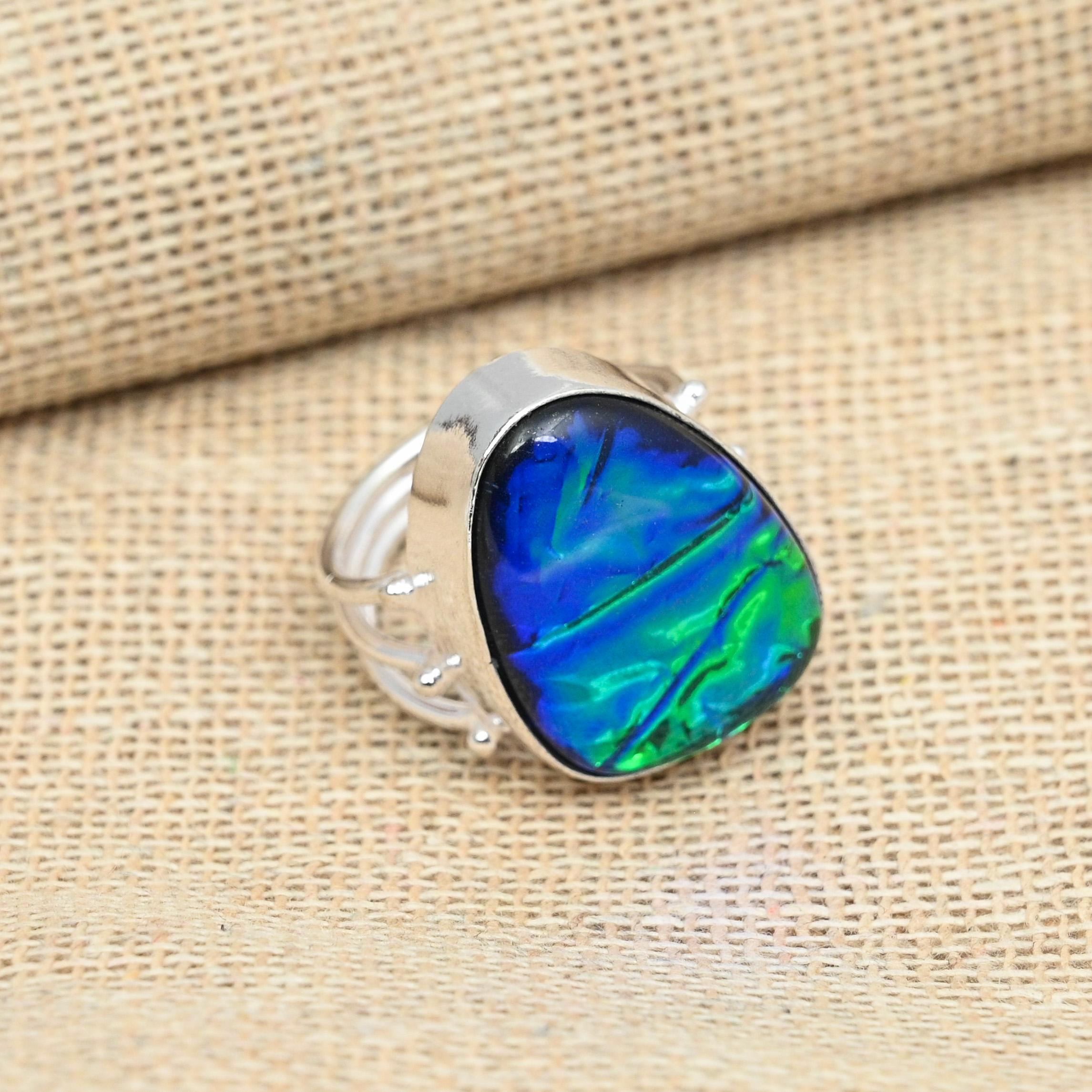 

Кольцо с австралийским синим тройным опалом, драгоценный камень, стерлинговое серебро 925 пробы, женские ювелирные изделия ручной работы 8 синий