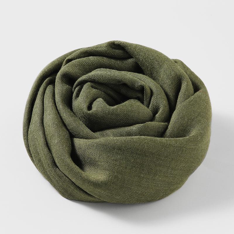 Women's Cotton Linen Artistic Solid Color Silk Scarf, Sun Protection Beach Neck Scarf, Japanese Style Long Gauze Scarf