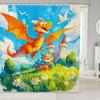 Elegant Oriental Dragon & Floral Bath Curtain - High-Quality Waterproof, Mildew-Proof Bathroom Decor, Traditional Artistry Touch