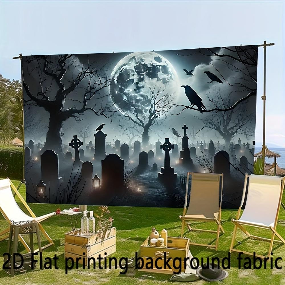 1 Piece of 2D Plane, Ghost Gothic Cemetery Background Banner, Suitable for Home, Room, and Wall Decorationzyc
