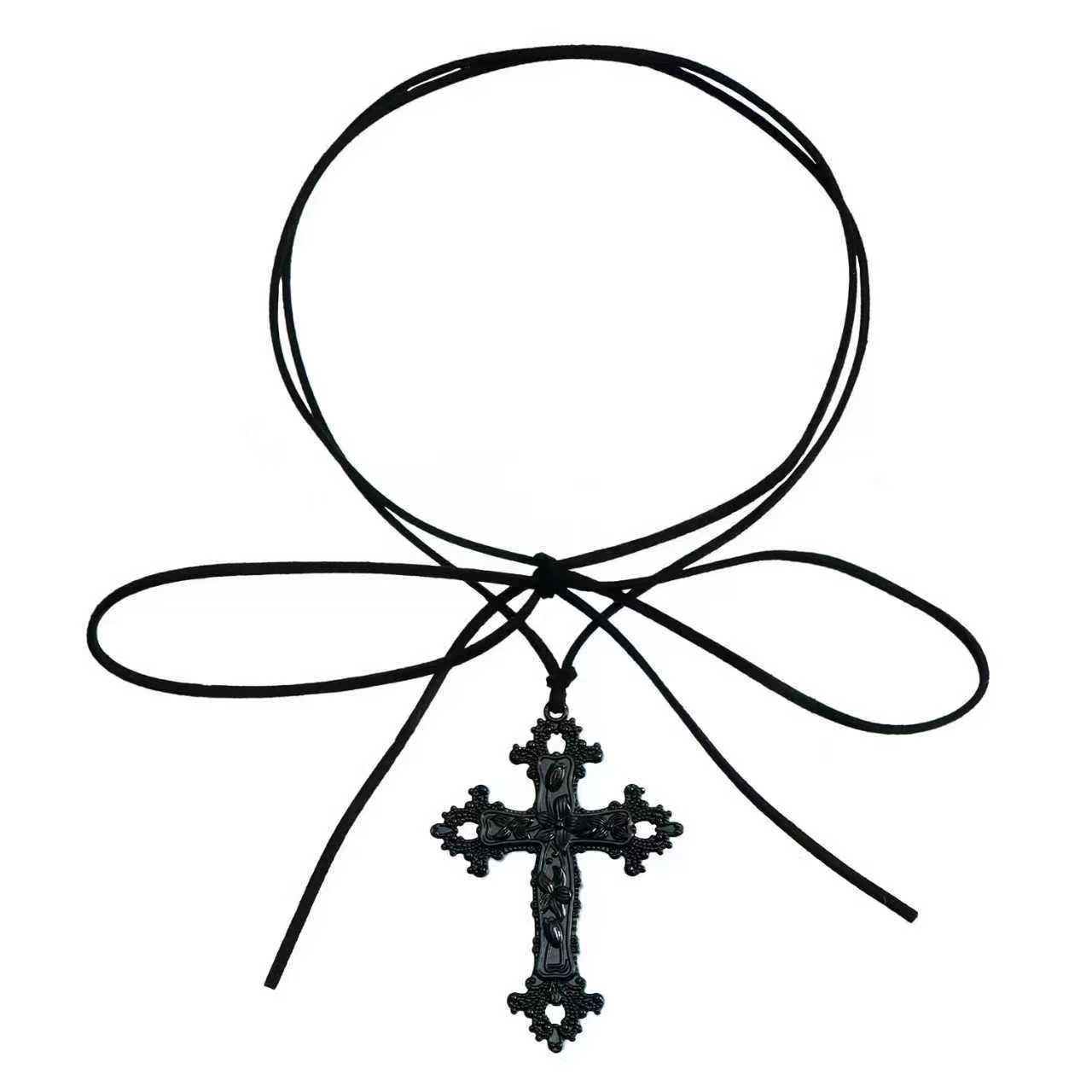

European and American Gothic Cross Heart Velvet Choker - Y2K Spicy Girl Necklace