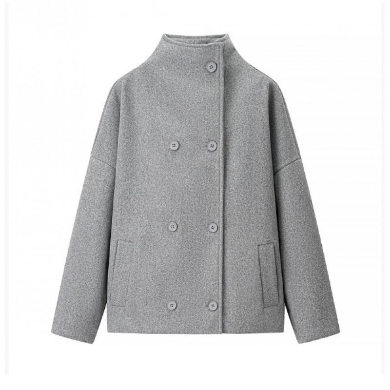 Womens Oversized Wool Blend Coat With Notched Lapel Single Breasted Loose Fit Short Length Fall 2025