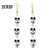Lightweight Festival Earrings 1 Pair Acrylic Halloween for Women, Triple Skulls Drop Dangle Creative Skull Ornament Earrings, Gothic Jewelry