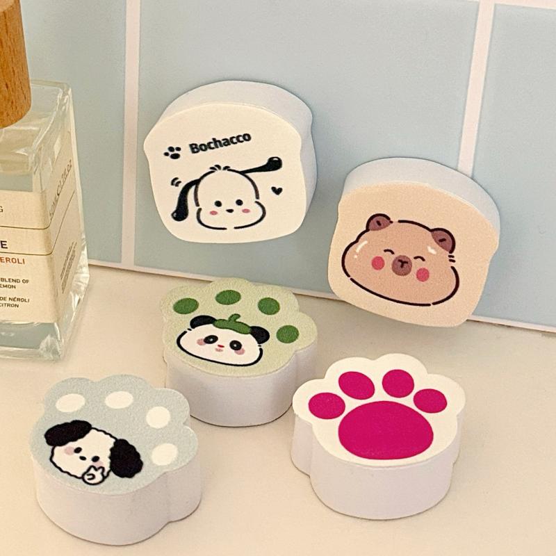 1/5Pcs Cute Cat Claw Glass Cleaning Brush Mirror Glass Wipe Adhesive Removal Magic Sponge Cleaner For Kitchen Bathroom