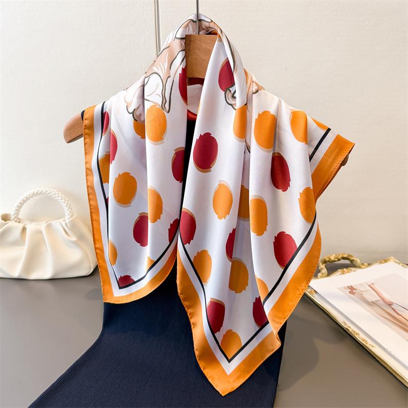 70Cm Dot Pattern Scarf Imitation Silk Square Scarf Women Neckerchief Female Luxury Square Scarves Satin Hijab Ribbon Bandana