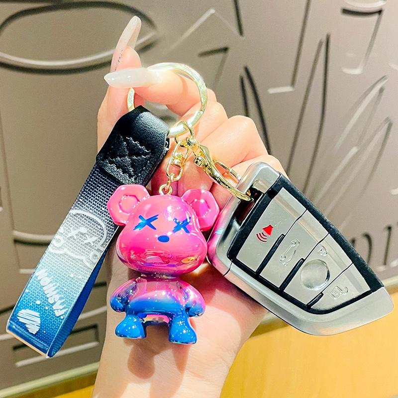 Acrylic Cartoon Graffiti Bear Key Chain Creative Doll Women Bag Pendant Jewelry Cute Mobile Phone Car Keychain Xmas Birth Gift