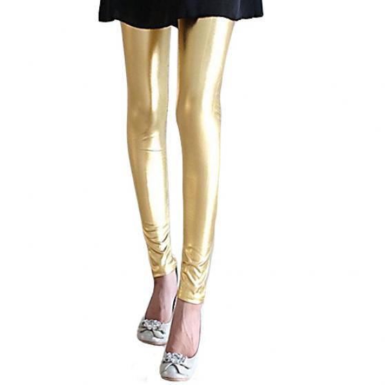 metallic stretch pants