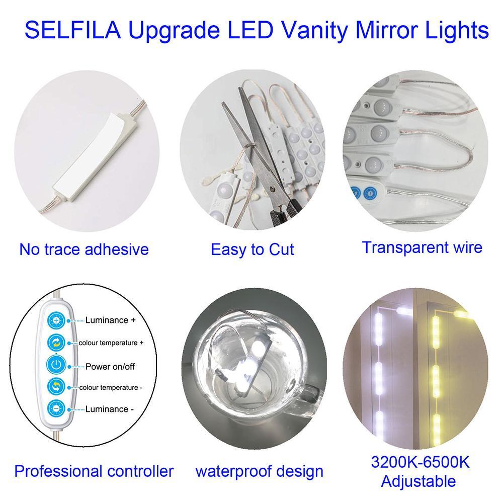 LED Mirror Light Dimmable Mirror Lighting with 45 Leds DIY Make Up Light for Dressing Table USB