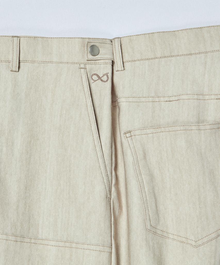 BEYOND CLOSET [Collection Line] Coated Texture Detail Carpenter Pants Beige