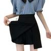 Petite Black A-line Midi Skirt with Irregular Slit - Women's Niche Spring/Summer 2025 Collection