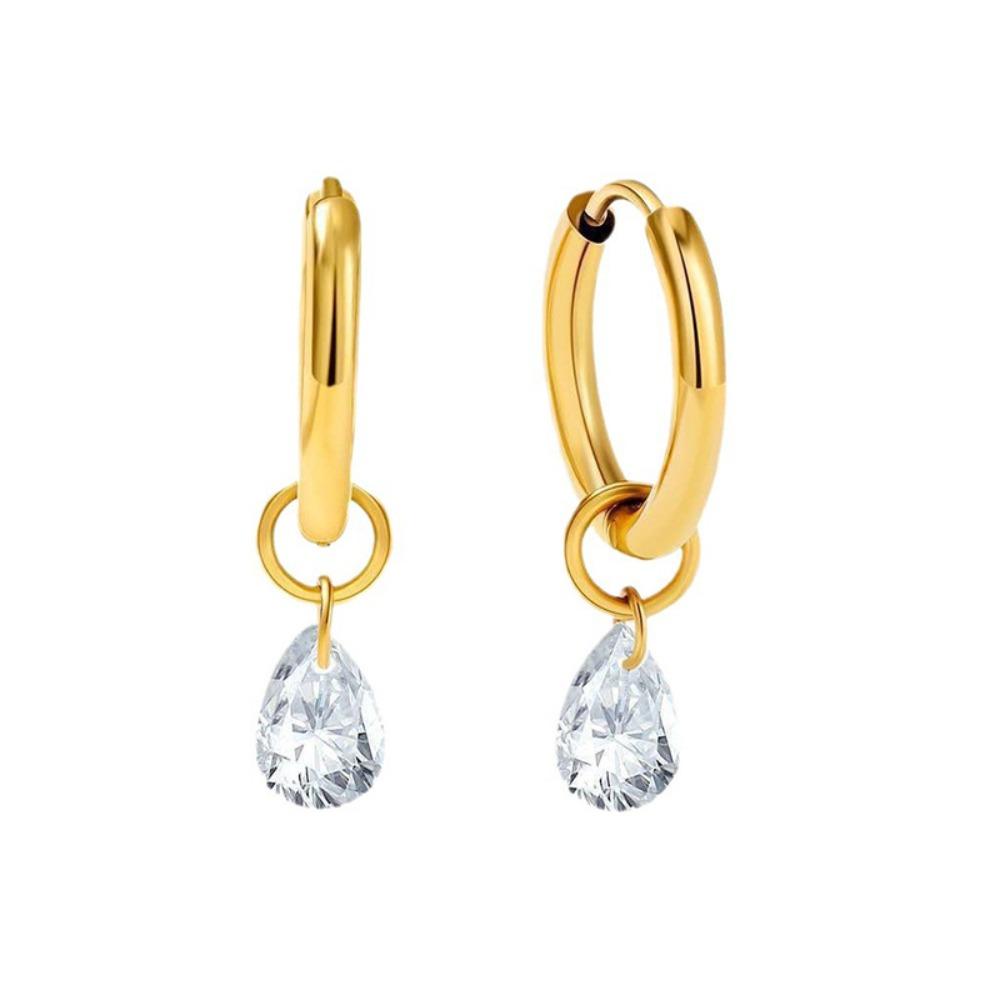

Luxury Zircon Stainless Steel Cartilage Piercing Hoop Earring Statement Earrings Set for Women Girl Jewelry