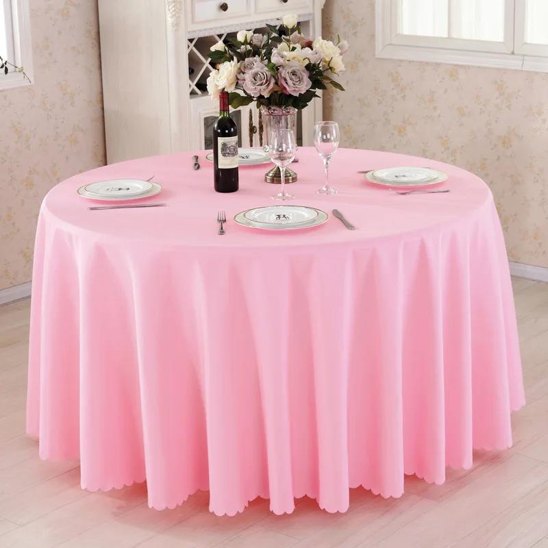 Solid Round Polyester Tablecloth for Wedding Banquet Birthday Party Holiday Celebration Hotel Event Decoration