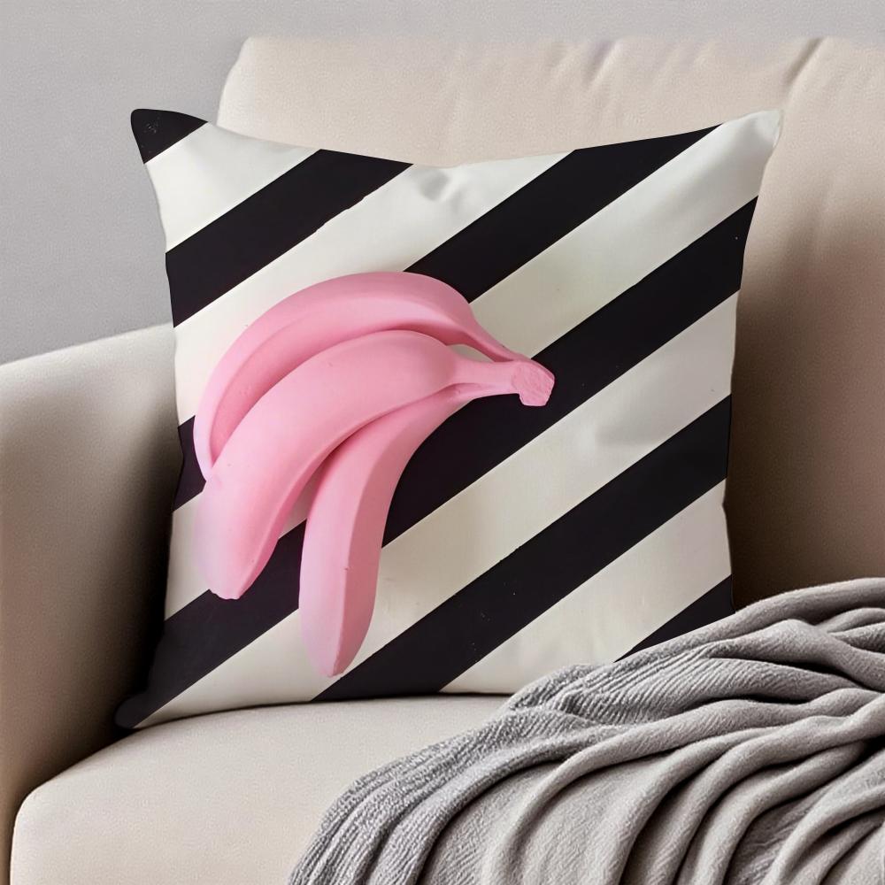 Fresh Tropical Plant Fruits Pattern Art Cushion Cover Pillowcase Antidustmite Invisible Zipper Short Plush Sofa Cushion