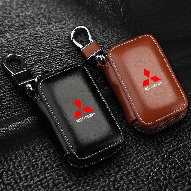Genuine Leather Men's Key Card Bag High-quality Multi-function Key Box For Mitsubishi Mirage G4 KU8