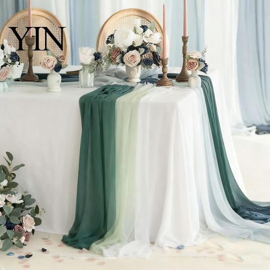 Soft Table Runner Sheer Flowing Runner, Chiffon Wedding Elegant Solid Color Spill Resistant for Dining Home Bridal Shower Party Decor Sophisticated