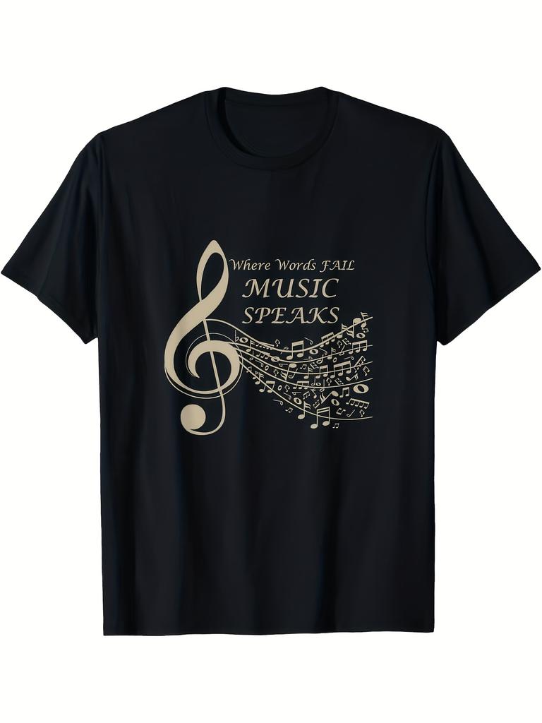 Unisex T-shirt Harmonious Melody Unisex T-Shirt (Music as a Spokesperson When Words Fail) – Black short-sleeved cre