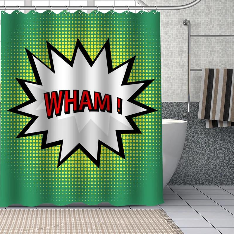 Comic-Pop Art City Explosion Humor Expressions Shower Curtains Bathroom Curtain Fabric Washable Polyester For Bathtub Decor Set