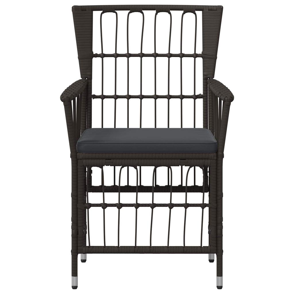 Garden Chairs 2 Pcs Black PE Rattan Steel and Polyester Fabric