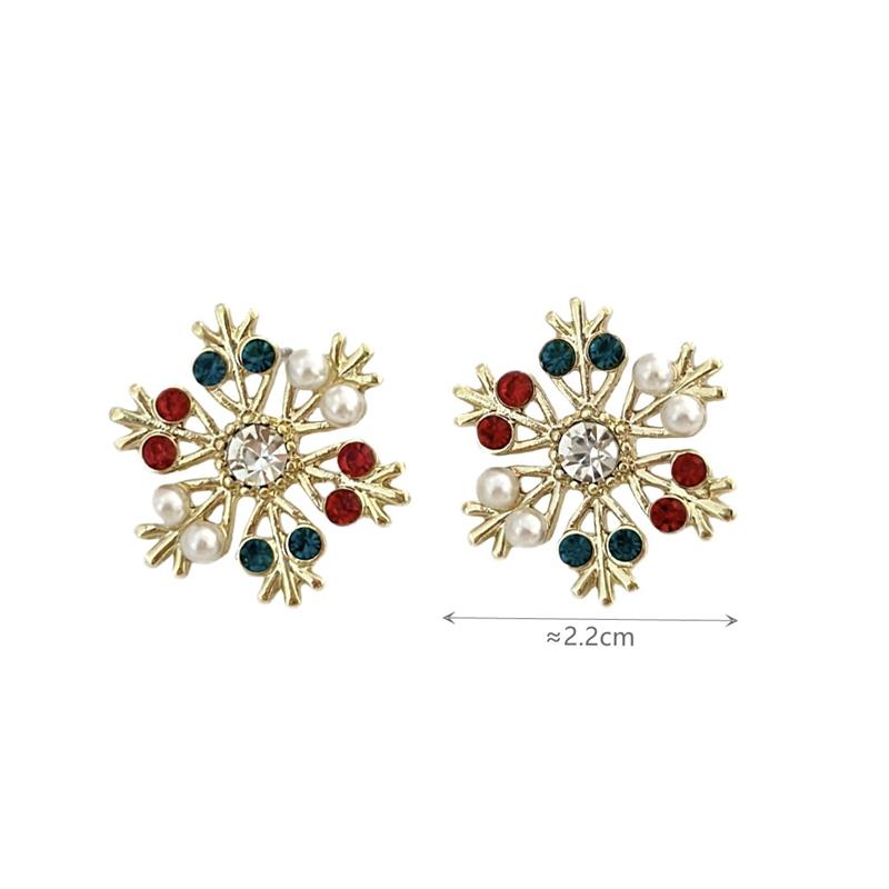 Winter Schneeflocken Ohrstecker für Damen Bunte Acrylkristalle Koreanische Mode Kleine Ohrringe Weihnachtsfeier Schmuck
