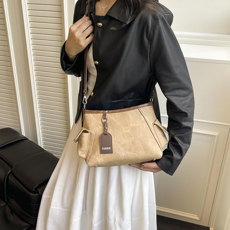 Casual Double-pocket PU Shoulder Bags for Women Versatile Portable Ladies Crossbody Bag Large Capacity Female Handbags Tote