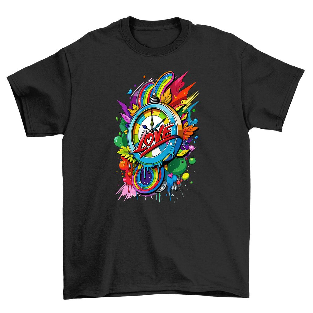 Pride_20 Clock T-Shirt Mens Womens Tees Top - Colorfully Creative! Proudly wear time on your sleeve.