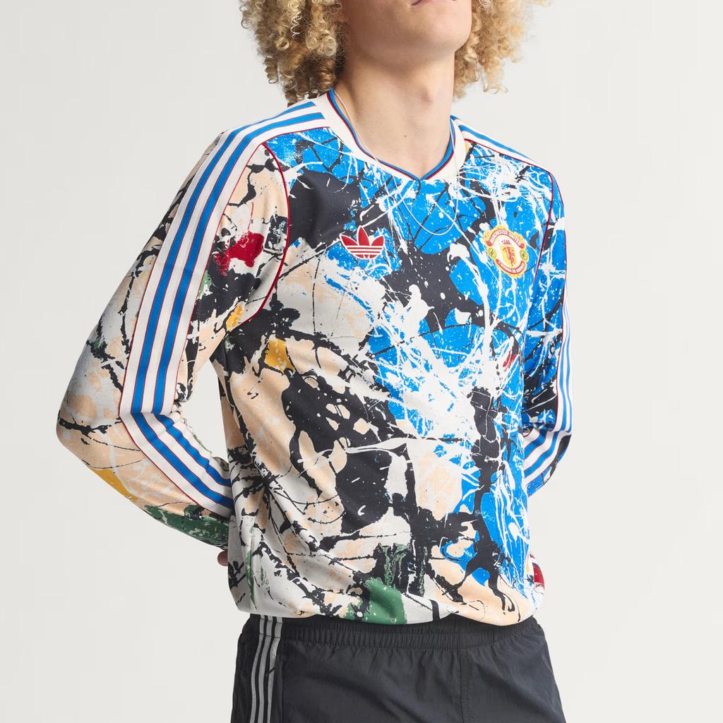 Adidas Originals Manchester United Stone Roses Slim Fit Pullover Long Sleeve Football Shirt Men Tops KC4442